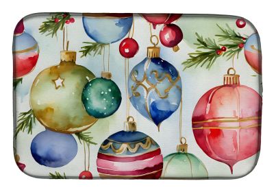 Christmas Ornaments Dish Drying Mat Absorbent Dish Drying Mat Pad for Kitchen Counter Dish Drainer Mat for Countertop, 14 x 21", Multicolor