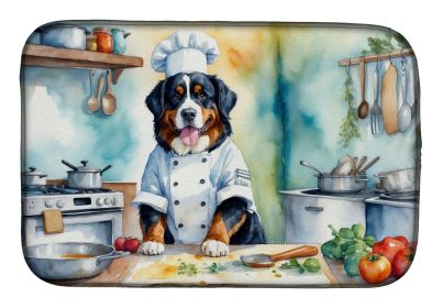 Bernese Mountain Dog The Chef Dish Drying Mat Absorbent Dish Drying Mat Pad for Kitchen Counter Dish Drainer Mat for Countertop, 14 x 21", Multicolor