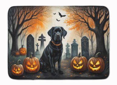 Black Labrador Retriever Spooky Halloween Memory Foam Kitchen Mat Machine Washable Anti-Fatigue Mat Cushion Comfort Bath Mat or Kitchen Rug