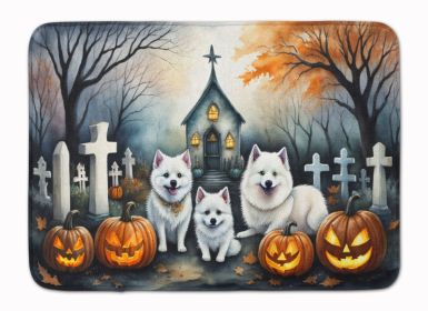 American Eskimo Spooky Halloween Memory Foam Kitchen Mat Machine Washable Anti-Fatigue Mat Cushion Comfort Bath Mat or Kitchen Rug