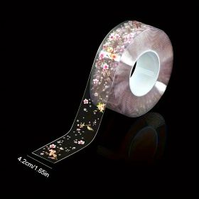 2 Rolls Floral Waterproof Seam Tape – Decorative Pink Flower Design for Sink, Toilet & Stove Edge Sealing (118.11 Inch/Roll)