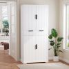 72" Fluted Kitchen Pantry Cabinet with 3 Keyboard Drawers & 6 Door Shelves Adjustable, Freestanding Cupboard Storage Cabinet for for Bathroom