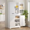 72" Fluted Kitchen Pantry Cabinet with 3 Keyboard Drawers & 6 Door Shelves Adjustable, Freestanding Cupboard Storage Cabinet for for Bathroom