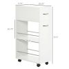 HOMCOM 3- tier Slim Storage Cart, Rolling Narrow Kitchen Cart on Wheels for Small Place, Slide Out Side Utility Cart for Bathroom, Laundry