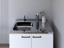 Utility sink cabinet Burwood, Two Shelves, White Finish