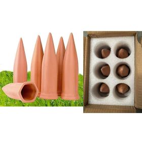 6 Pack Plant Self-Watering Stakes Terracotta Automatic,Plant Waterer Devices Auto-Water Irrigation System (Option: 6PCS)