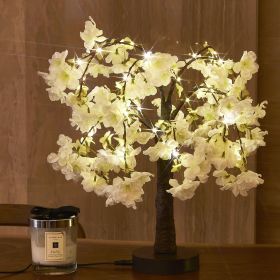 Romantic Cherry Blossom Tree LED Decorative Light, With Simulated Petals And Soft, Warm Light, Perfect For Taking Photos In The Living Room Or Be (Option: White)