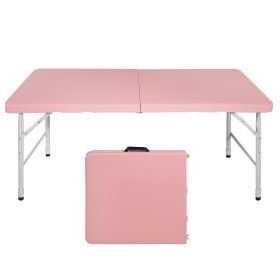 4ft Pink Portable Folding Table Indoor&Outdoor Maximum Weight 135KG Foldable Table For Camping (Option: Pink)