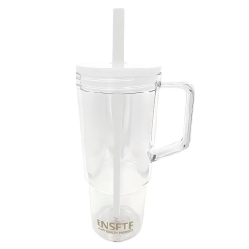 Made Of BPA-free, Double-walled, Leak-proof, Portable Cup Holder With Straw Handle, Suitable For Both Hot And Cold Drinks, Car Cup Holder, Office (Option: White)