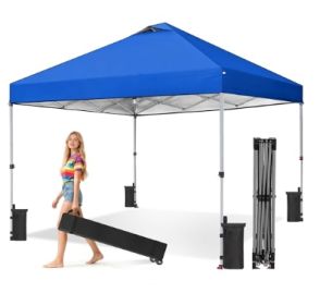 10x10 Feet Retractable Tent, Portable Outdoor Shelter, Suitable For Beaches, Events, Camping (Option: Blue)