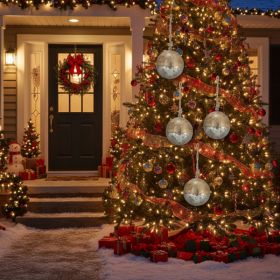 4PCS Set Christmas Hanging Ball Ornaments Wooden Tree Decorations Festive Holiday Party Decor Xmas Tree Accessories FBA Shipment (Option: Default title)