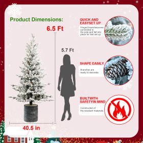 2,3,4,5,6ft PE PVC Decorated Flocking Basin Tree Artificial Christmas Tree (Option: 6.5ft)