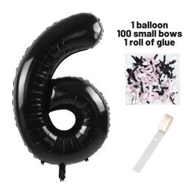 40 Inch Black Number Balloons With  Ribbon Bow 1 Roll Glue Point (Option: W13613486)