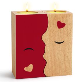 2PCS Set Kissing Candle Holder For Him Him Best Friend Romantic Anniversary Gift For Women Girls Wooden Candle Holder (Option: 1pair)