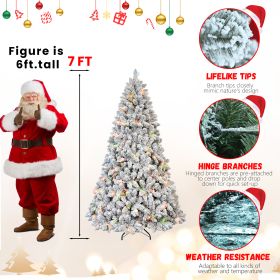 4 5 6 7 FT PVC Mixed Floceked Tree Artificial Full Christmas Tree (Option: 7ft Pine conex45pcs)