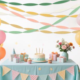 Wedding Party Crepe Paper Decorations, 6 Rolls Crepe Paper Streamers In Olive Green Brown Dark Green Gold Peach White Streamers For Bridal Weddin (Option: W13732677)