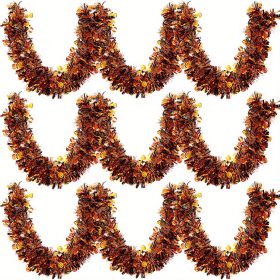 3 Pack 6.56 Ft Halloween Tinsel Garland With Pumpkin Sequins Orange Black Mixed Colors Glitter Metallic Tinsel Decoration Twisted Garland For Hal (Option: 3Pack Halloween decoration)