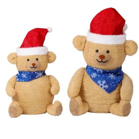 Set Of 2 Lighted Plush Bear Christmas Decorations, Pre-lit Pull Up Holiday Decor With 60 Warm White LED Lights For Xmas Outdoor Indoor Decor Ligh (Option: Default title)