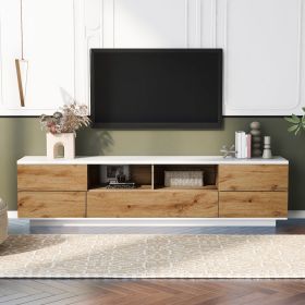 Modern TV Stand For TVs Up To 80'' , Media Console With Multi-Functional Storage, Entertainment Center  With Door Rebound Device, TV Cabinet For (Option: White Natural)