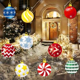 9Pcs Christmas Yard Signs With Stakes And Cords Christmas Balls Yard Signs Decorations For Outdoor Yard Porch Tree Lawn Decorations Xmas Party De (Option: W13311813)