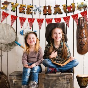 4 Pcs Western Cowboy Party Decorations Western Party Banners Wild West Pennant Banner Cowboy Bandana BannerWild West Party Hanging Decorations Fo (Option: W13498000)