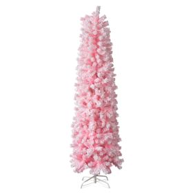 7.5 FT Snow Flocked Hinged Christmas Tree, Artificial Pencil Christmas Tree, Unlit Artificial Christmas Pine Tree With 641 Branch Tips And Sturdy (Option: Default title)