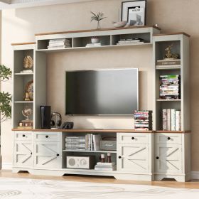 U-Can 98.8 W Wall Unit Entertainment Center With Bookshelves For TVs Up To 80, Modern TV Stand Media Console With Cabinets And Adjustable Shelves (Option: White Walnut)