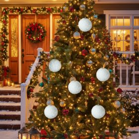 6PCS Set Christmas Ball Ornaments Cream Ruffle Hanging Decorations For Xmas Tree Holiday Home Decor FBA Shipment (Option: Default title)