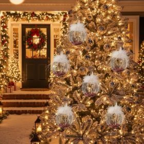 6PCS Set Glass Christmas Ornaments Decorative Hanging Balls For Tree & Holiday Party Decor Festive Home Decorations FBA Shipment (Option: Default title)