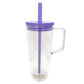 Made Of BPA-free, Double-walled, Leak-proof, Portable Cup Holder With Straw Handle, Suitable For Both Hot And Cold Drinks, Car Cup Holder, Office (Option: Purple)