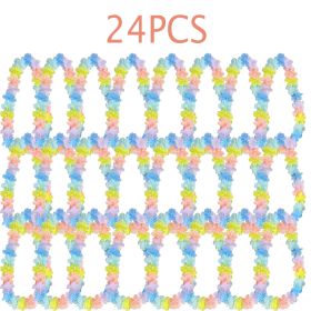 24Pcs Artificial Hawaiian Party Flower Leis Luau Wreath Set (Option: W13471060)