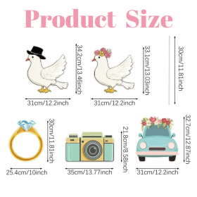 5Pcs Wedding Theme Party Yard Signs With Stakes Pigeon Ring Camera Pattern Road Decoration Wedding Reception Plastic Welcome Sign Large Bridal Sh (Option: Style1)