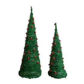 2 Pack, 6FT 5FT Artificial Up Christmas Tree With Red Ball Ornaments For For Home Office Store Holiday Deco, Green (Option: Default title)