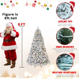 4 5 6 7 FT PVC Mixed Floceked Tree Artificial Full Christmas Tree (Option: 6ft Pine conex36pcs)
