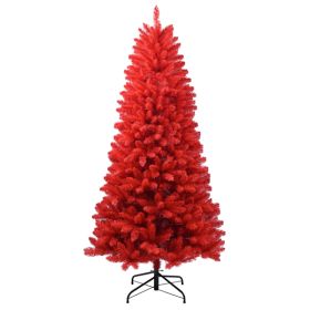 Artificial 7ft Red Christmas Tree With 1066 PVC Branch Tips, Hinged Premium & Foldable Base For Indoor Holiday Decorating (Option: Default title)