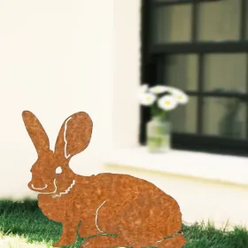 1pc Metal Bunny Yard Stake, Rabbit Garden Decor, Easter Country Animal Art Yard Sign, Outdoor Decoration For Lawn, Patio, Flower Bed, Flower Pot, (Option: Default title)