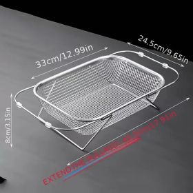 "Space-Saving Kitchen Sink Organizer - Collapsible 304 Stainless Steel Drain Rack for Dishes & Utensils" (Capacity: large)