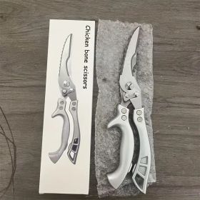 "Commercial-Grade Poultry Scissors - German Engineered with Automatic Rebound - Cuts Through Bones & Tendons" (Material: 430 stainless  steel,plastic handie)