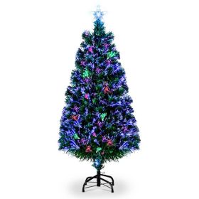 6ft Top With Stars PVC Material Fiber Optics 36 Lights With Snowflakes Colorful Color Change 230 Branches Christmas Tree Green (Option: As picture)