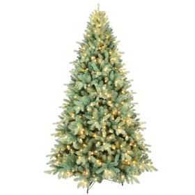 Artificial 9ft Blue Green Tint Christmas Tree With 3268 PE PVC Mixed Branch Tips, 800L Warm White Led, Memory Wire Iron Wire, Hinged Premium & Fo (Option: Default title)