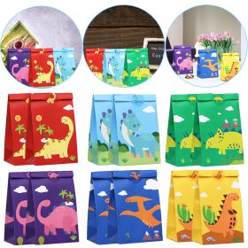 12Packs Christmas Dinosaur Candy Bags With 24Pcs Stickers Party Favor Bags Paper Gift Bags Treat Goody Gift Wrapping Bags For Christmas Halloween (Option: Colorful)