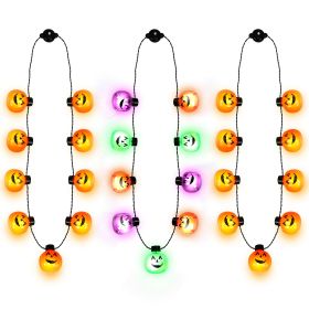 3PCS Halloween Light Up Necklaces, Pumpkin Shaped LED Necklace Halloween Eve Costume Party Accessories 3D Necklace Halloween Accessories For Hall (Option: 3Pcs)