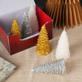Holiday Luster Candle Box Green, Red & White- 6 Pcs (Option: Multi)