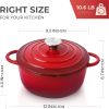 4.5 QT Cast Iron Dutch Oven, Enamel Coated Cookware Pot with Self Basting Lid for Home Baking, Braiser, Cooking
