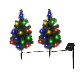 2 Packs Solar Christmas Tree, Solar Powered Pathway Christmas Tree With Multicolored LED Lights, So (Option: Multicolor)