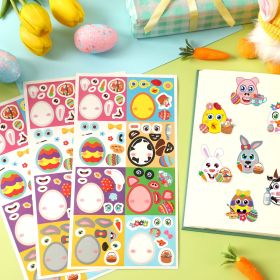 320 Easter Egg Animal Stickers Make Your Own Easter Egg Face Stickers DIY Easter Basket Stuffing Game School Goody Bag Reward Party Favor Supply (Option: W13497996)
