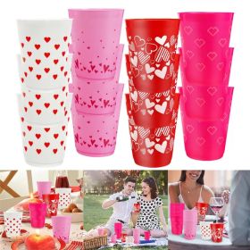 12 Pcs Multi Colors Valentine's Day Plastic Cups (Option: 12Pcs)