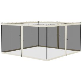 Outsunny 13' X13' Replacement Mesh Sidewall Netting For Patio Gazebos And Canopy Tents With Zippers (Color: White)