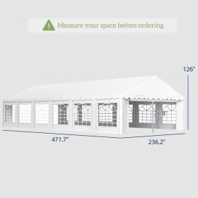 Party Tent, Outdoor Canopy Tent With Removable Sidewalls, 12 Windows For Parties, Wedding, Events, BBQ, White (Option: White)