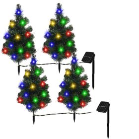 2SET 1 TOW 2 Solar Christmas Tree, Solar Powered Pathway Christmas Tree With Multicolored LED Lights (Option: 2Set)